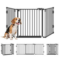 Produktbild von PawHut Hunde Absperrgitter freistehend und verstellbar Schwarz 202,5 x 76 cm