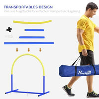Produktbild von PawHut Hunde-Agility-Set 4-teilig für Senioren in Blau und Gelb mit Tragetasche