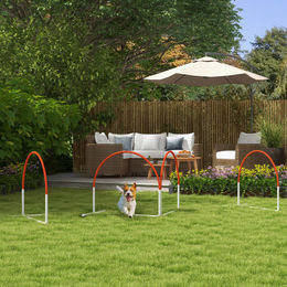 PawHut Hunde Agility Set 4-teiliges Hundetraining mit Slalomstangen und Tragetasche in Orange und Weiß – Bild 1 von 8