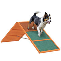 Produktbild von PawHut Hunde Agility Steg aus Holz mit rutschfester Oberfläche und A-Rahmen in Orange