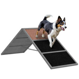 PawHut Hunde Agility Steg aus Holz mit rutschfester Oberfläche und höhenverstellbarem A-Rahmen in Grau – Bild 1 von 13