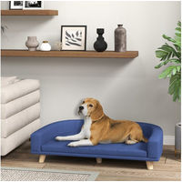 Produktbild von PawHut Hundebett für große Hunde mit Holzbeinen und Sitzkissen aus Polyester in Blau