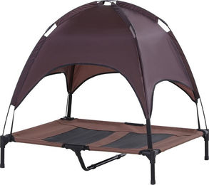 PawHut Hundebett mit Baldachin aus Polyester in Kaffee Braun und Schwarz – Bild 1 von 6