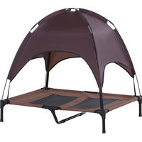 Produktbild von PawHut Hundebett mit Baldachin aus Polyester in Kaffee Braun und Schwarz