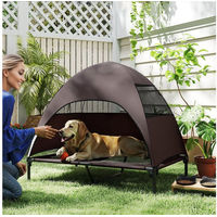 Produktbild von PawHut Hundebett mit Dach aus Polyester für große Hunde in Braun oder Schwarz