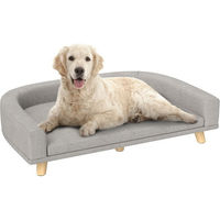 Produktbild von PawHut Hundebett mit Kissen und Holzbeinen für große Hunde Grau
