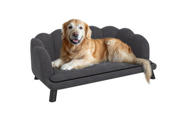 PawHut Hundebett Sofa mit Rückenlehne für mittlere Rassen in Grau aus Polyester – Bild 1 von 4