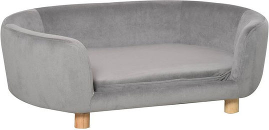 PawHut Hundebett und Katzensofa aus Holz mit Polsterung in Grau – Bild 1 von 11