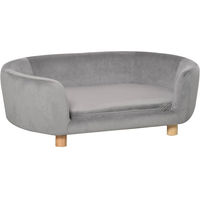 Produktbild von PawHut Hundebett und Katzensofa aus Holz mit Polsterung in Grau