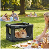Produktbild von PawHut Hundebox faltbare Tiertransportbox aus Oxford-Gewebe mit Kissen und abnehmbarem Bezug Armeegrün bis 4 kg