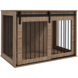 PawHut Hundebox mit Schiebetür in Holzoptik für große Hunde – Bild 1 von 9