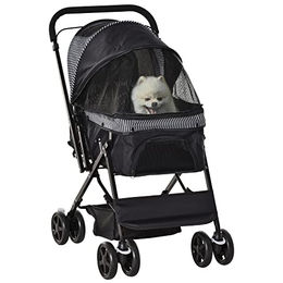 PawHut Hundebuggy für kleine Hunde und Katzen aus Oxford-Gewebe Schwarz 76,5 x 52 x 95 cm – Bild 1 von 6