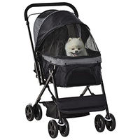 Produktbild von PawHut Hundebuggy für kleine Hunde und Katzen aus Oxford-Gewebe Schwarz 76,5 x 52 x 95 cm