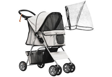 PawHut Hundebuggy für kleine Rassen mit Regenverdeck und Becherhalter, faltbarer Hundetrolley aus Oxford-Gewebe, grau, bis 10 kg – Bild 1 von 4
