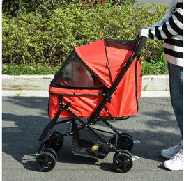 PawHut Hundebuggy Haustierwagen für kleine Hunde und Katzen aus Oxford-Gewebe mit Meshfenster und Sicherheitsgurt in Rot 76,5 x 52 x 95 cm – Bild 1 von 4