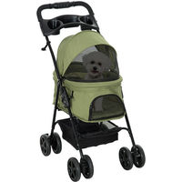Produktbild von PawHut Hundebuggy Haustierwagen für kleine Hunde und Katzen aus Polyester Dunkelgrün