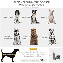 PawHut Hundebuggy Hundewagen aus Oxford-Gewebe für mittelgroße Hunde Grau – Bild 1 von 10