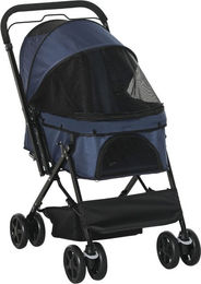PawHut Hundebuggy Hundewagen für kleine Hunde und Katzen aus Oxford-Gewebe Blau 76,5 x 52 x 95 cm – Bild 1 von 10
