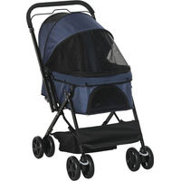 Produktbild von PawHut Hundebuggy Hundewagen für kleine Hunde und Katzen aus Oxford-Gewebe Blau 76,5 x 52 x 95 cm