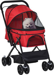 PawHut Hundebuggy Hundewagen für kleine Hunde und Katzen aus Oxford-Gewebe Rot 76,5 x 52 x 95 cm – Bild 1 von 7
