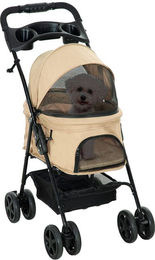 PawHut Hundebuggy klappbarer Haustierwagen für kleine Hunde und Katzen in Beige aus Polyester – Bild 1 von 13
