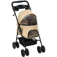 Produktbild von PawHut Hundebuggy klappbarer Haustierwagen für kleine Hunde und Katzen in Beige aus Polyester