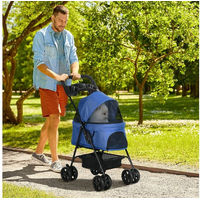 Produktbild von PawHut Hundebuggy klappbarer Haustierwagen für kleine Hunde und Katzen in Oxford Blau 67 x 45 x 96 cm