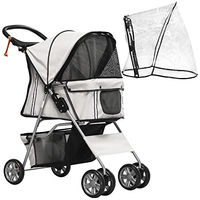 Produktbild von PawHut Hundebuggy Mini faltbarer Hundewagen mit Regenverdeck aus Oxford-Gewebe in Grau