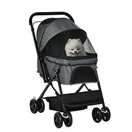 PawHut Hundebuggy und Katzenbuggy aus Oxford-Gewebe in Grau für kleine Hunde und Katzen – Bild 1 von 8