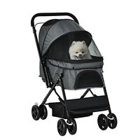 Produktbild von PawHut Hundebuggy und Katzenbuggy aus Oxford-Gewebe in Grau für kleine Hunde und Katzen
