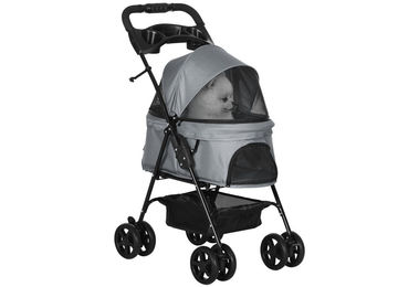 PawHut Hundebuggy und Katzenbuggy klappbar aus Polyester in Grau 67 x 45 x 96 cm – Bild 1 von 4