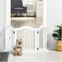 Produktbild von PawHut Hundegitter 3-teilig faltbar mit Tür und 2 Stützfüßen in Weiß 154,5 x 61 cm