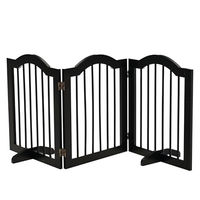 Produktbild von PawHut Hundegitter 3-teilig faltbar mit Tür und 2 Stützfüßen Schwarz 154,5 x 61 cm