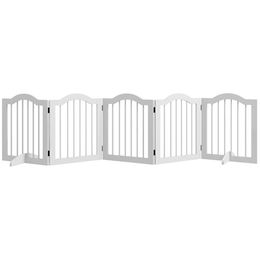 PawHut Hundegitter 5-teilig Weiß Faltbar mit Tür und 2 Stützfüßen 261,5 x 61 cm – Bild 1 von 4