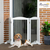 Produktbild von PawHut Hundegitter Absperrgitter klappbar mit 3 Paneelen und Stützfüßen Weiß 154 x 80 cm