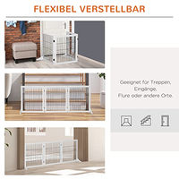 Produktbild von PawHut Hundegitter aus Holz freistehend mit Füßen Weiß 185 x 71 cm 3 Paneele