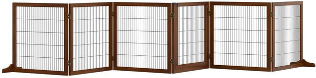PawHut Hundegitter aus Holz verstellbar und klappbar für kleine bis mittelgroße Hunde 432 x 70 cm Kaffee – Bild 1 von 9