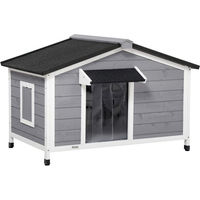 Produktbild von PawHut Hundehütte aus Holz für kleine Hunde mit Asphaltdach und abnehmbarem Boden Grau