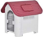 PawHut Hundehütte Outdoor für kleine Hunde mit Dachluke und Tor, wasserdichte Hundehöhle aus Kunststoff, Rot-Grau, 59 x 75 x 66 cm – Bild 1 von 7