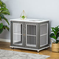 Produktbild von PawHut Hundehütte und Kleintierkäfig in erhöhtem Design aus Stahl Grau