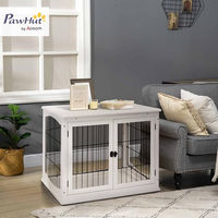 Produktbild von PawHut Hundekäfig als Möbelstück mit 2 Eingängen aus MDF und Metall in Weiß für kleine und mittelgroße Hunde bis 20 kg 81x66x58,5 cm