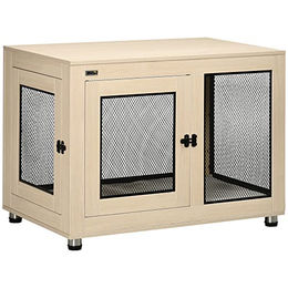 PawHut Hundekäfig als Möbelstück mit 2 Türen und waschbaren Kissen für große Hunde bis 30 kg in Eiche 94x60x71,5 cm – Bild 1 von 9