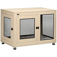 Produktbild von PawHut Hundekäfig als Möbelstück mit 2 Türen und waschbaren Kissen für große Hunde bis 30 kg in Eiche 94x60x71,5 cm