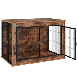 PawHut Hundekäfig Möbel als Hundebox für große Hunde aus Stahl in Rustikalem Braun 98 x 60 x 65,5 cm – Bild 1 von 8