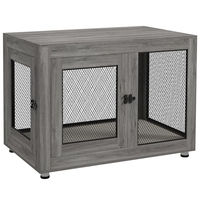 Produktbild von PawHut Hundekäfig Möbel aus Stahl in Grau mit 2 Türen und waschbarem Kissen für große Hunde bis 30 kg 94x60x71,5 cm
