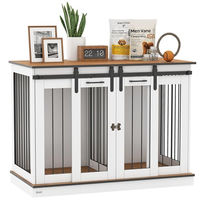 Produktbild von PawHut Hundekäfig Möbel mit Zweiraum-Option und Doppeltüren aus Metall für große Hunde bis 30 kg Weiß 120 x 60 x 88,5 cm