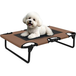 PawHut Hundeliege Outdoor Erhöhtes Hundebett für kleine und mittelgroße Hunde aus Oxford-Gewebe Braun 75x51x18 cm – Bild 1 von 9