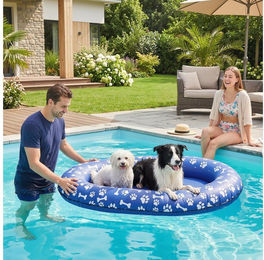 PawHut Hundematte aufblasbares Schlauchboot für Hunde aus Kunststoff Blau – Bild 1 von 5