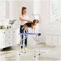 Produktbild von PawHut Hundepflegetisch mit höhenverstellbarem Galgen und rutschfester Gummiauflage Blau 81 x 48,5 x 80 cm