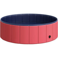 Produktbild von PawHut Hundepool Planschbecken aus PVC und Holz in Rot 100x30cm